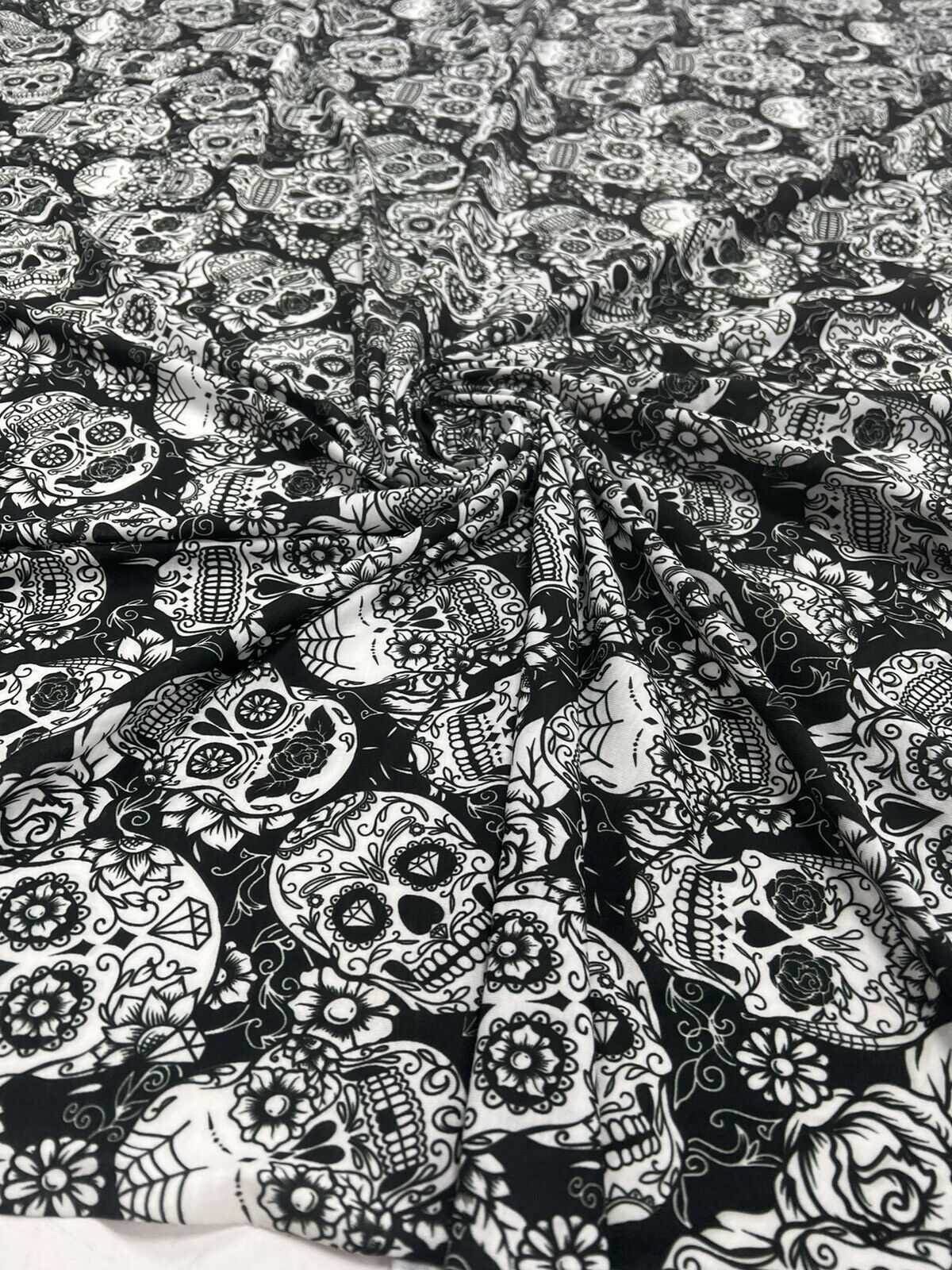 Skull Print Spun Poly Fabric - T9 Fabrics