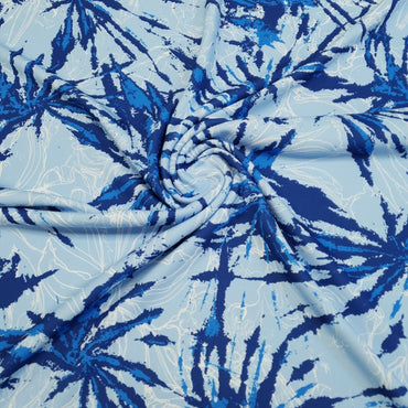 Sky Blue Art Printed Scuba Crepe Jersey Fabric 4 Way Stretch - T9 Fabrics