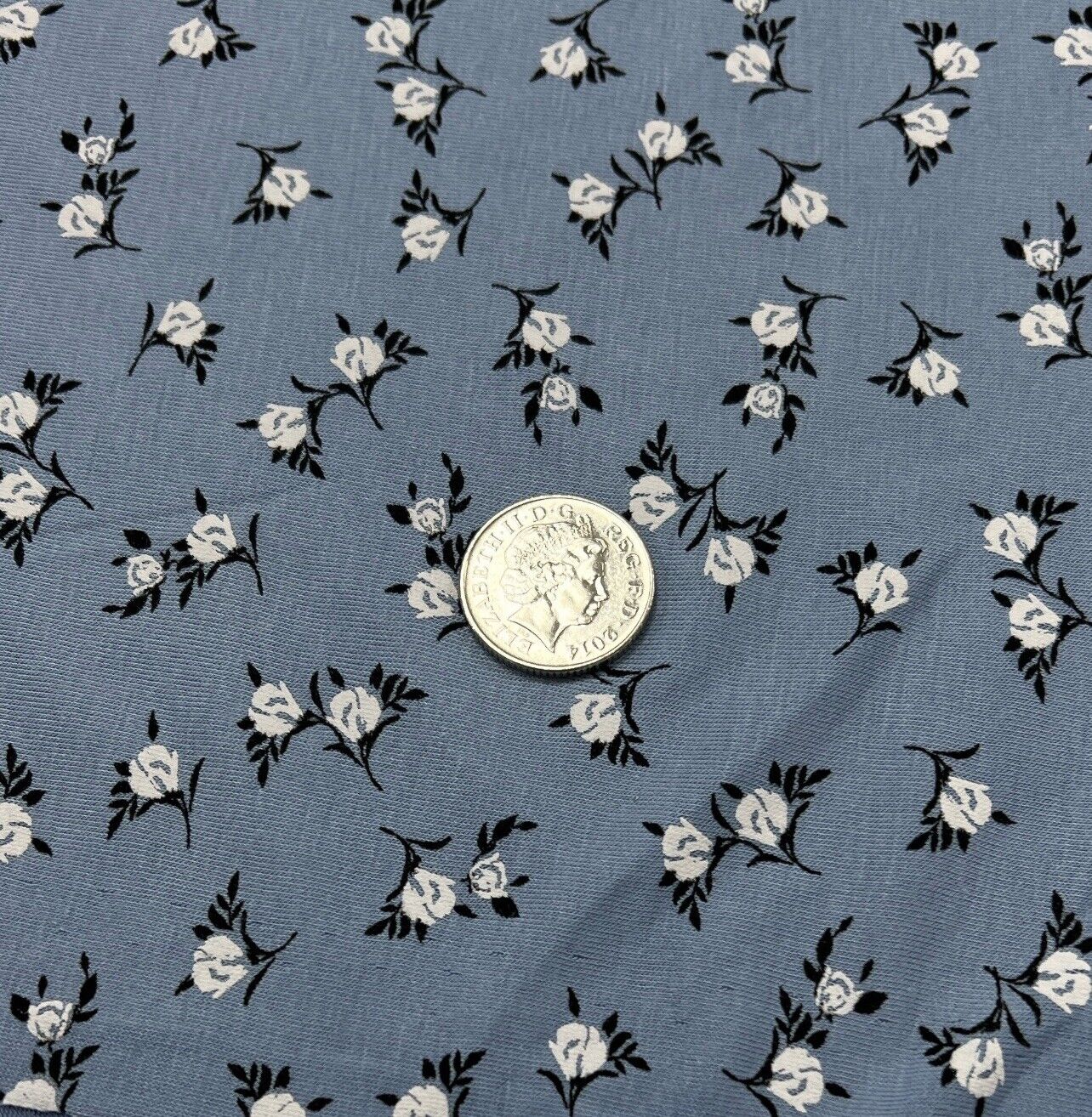 Sky Blue Ditsy Floral Print Viscose Elastane Fabric - T9 Fabrics