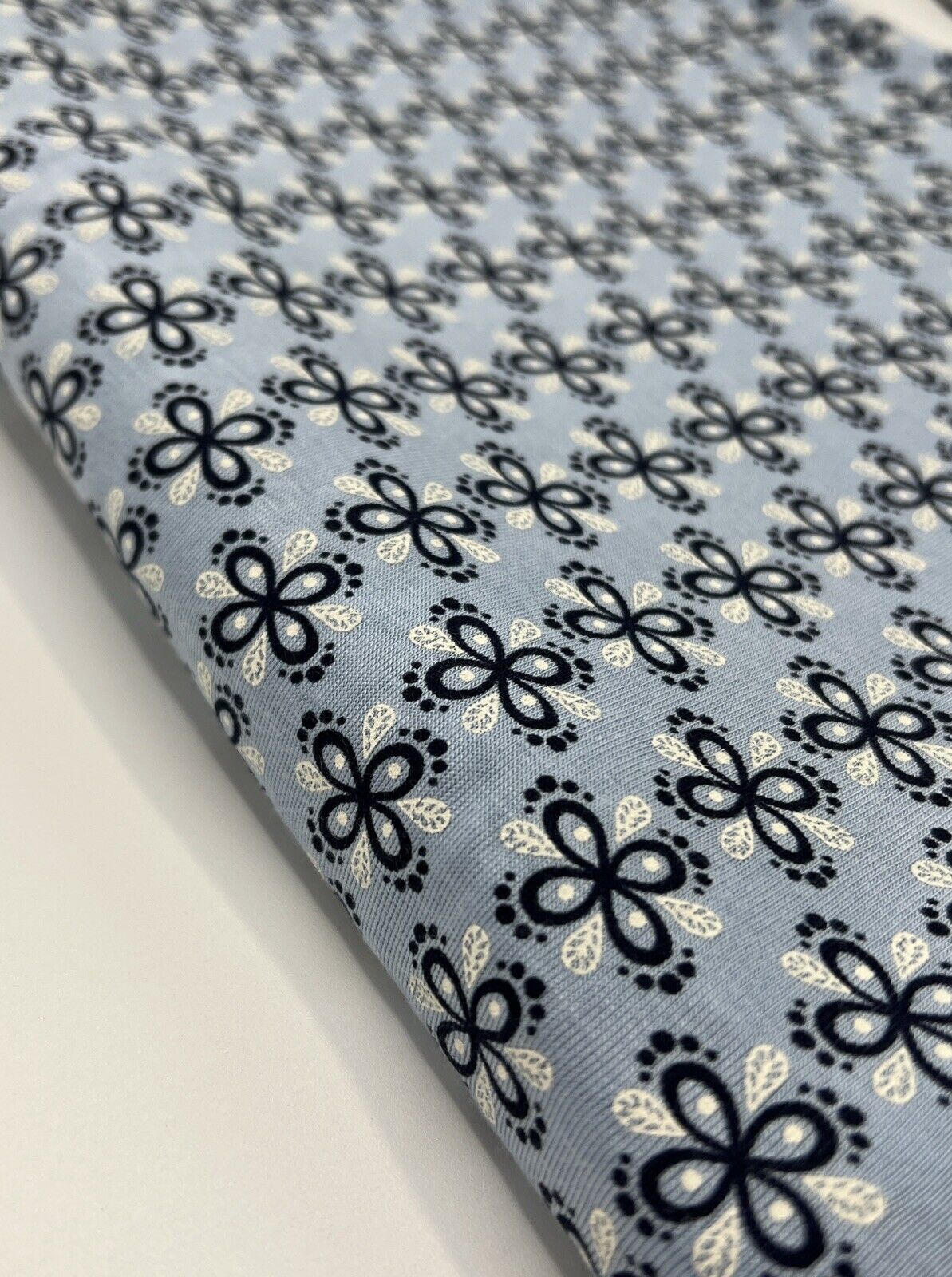 Sky Blue Floral Print Viscose Elastane Fabric - T9 Fabrics