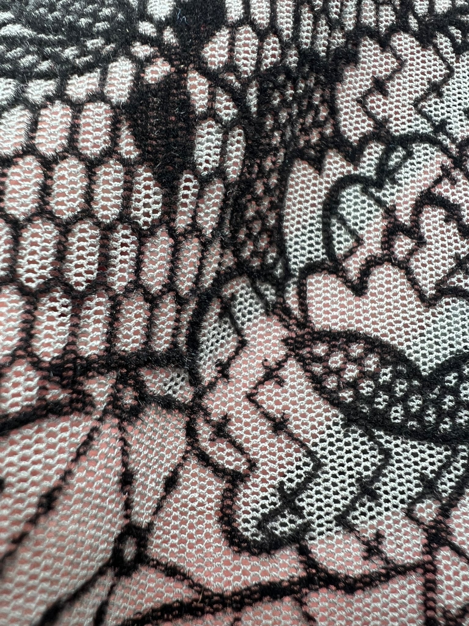 Slate Blue Floral Embossed Flocked Mesh Fabric 2 Way Stretch - T9 Fabrics