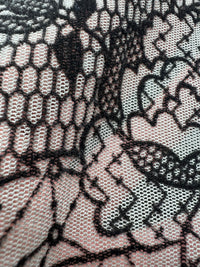 Slate Blue Floral Embossed Flocked Mesh Fabric 2 Way Stretch - T9 Fabrics