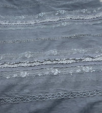 Slate Blue Sequin Ruffle Detail Mesh Fabric Stretch - T9 Fabrics