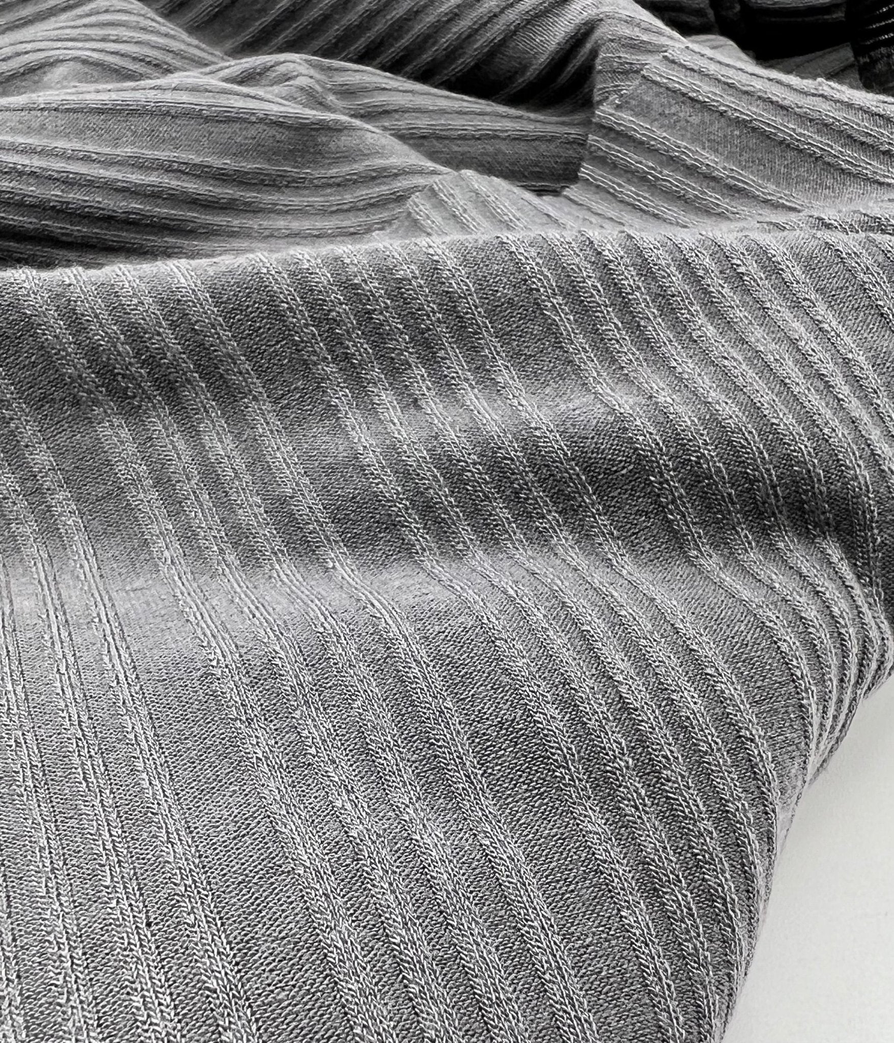 Slate Grey Textured Stripe Rib Stretch Fabric - T9 Fabrics