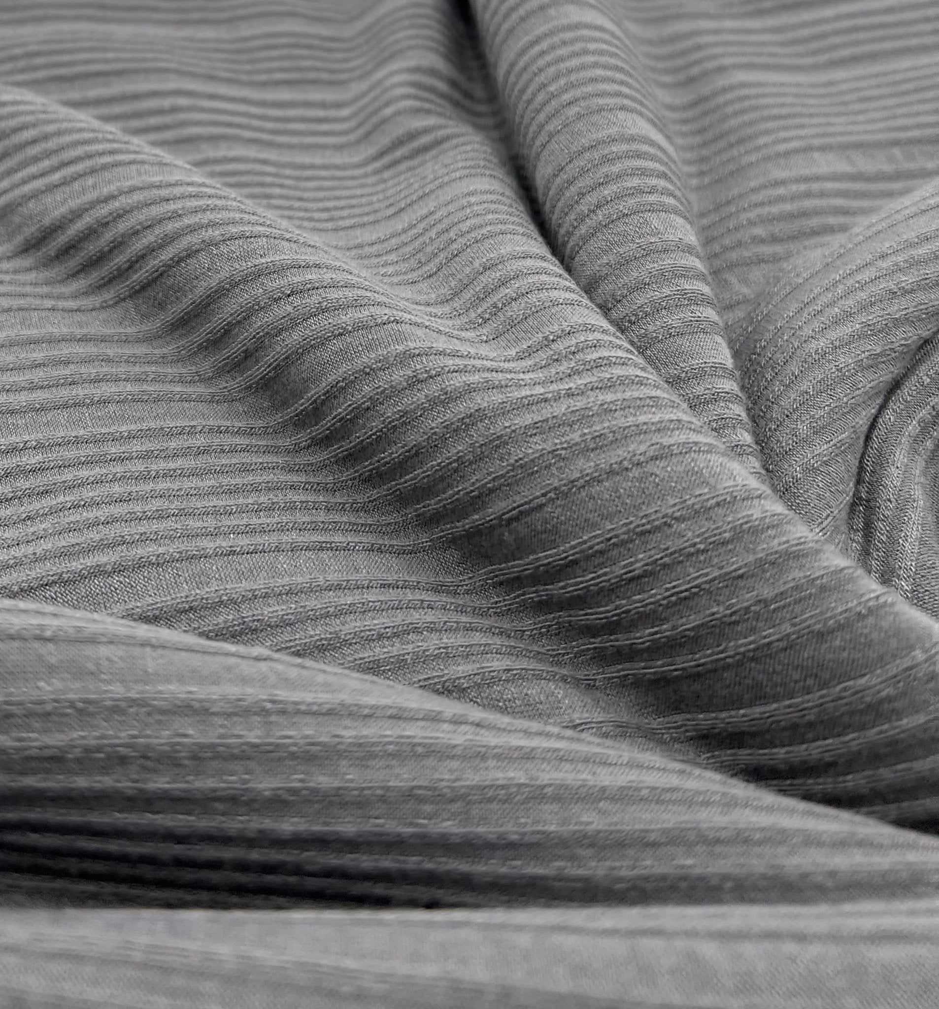 Slate Grey Textured Stripe Rib Stretch Fabric - T9 Fabrics
