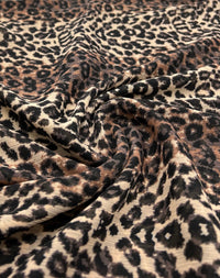 Small Brown Leopard Animal Printed Chiffon Dress Fabric - T9 Fabrics
