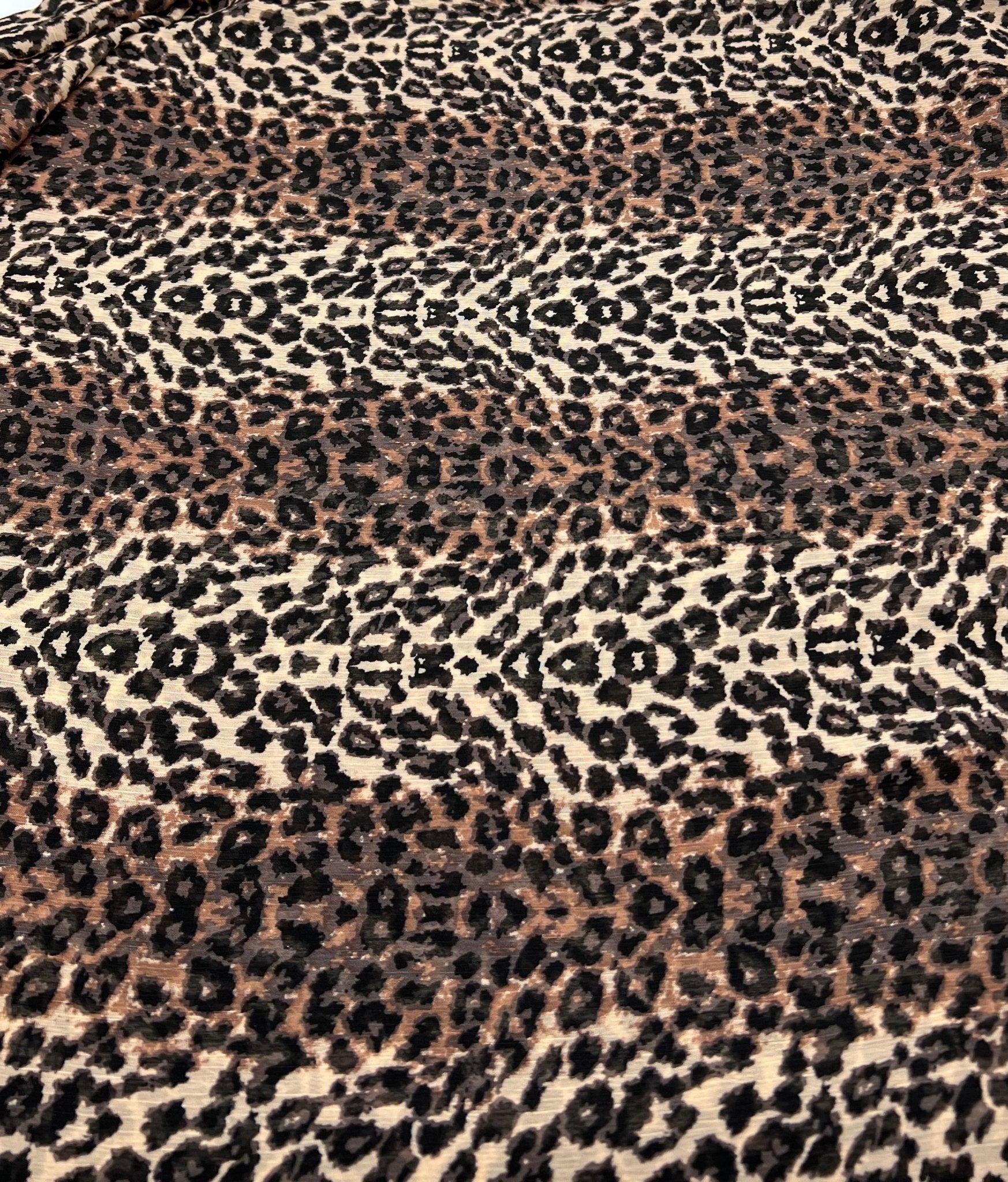 Small Brown Leopard Animal Printed Chiffon Dress Fabric - T9 Fabrics