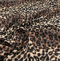 Small Brown Leopard Animal Printed Chiffon Dress Fabric - T9 Fabrics