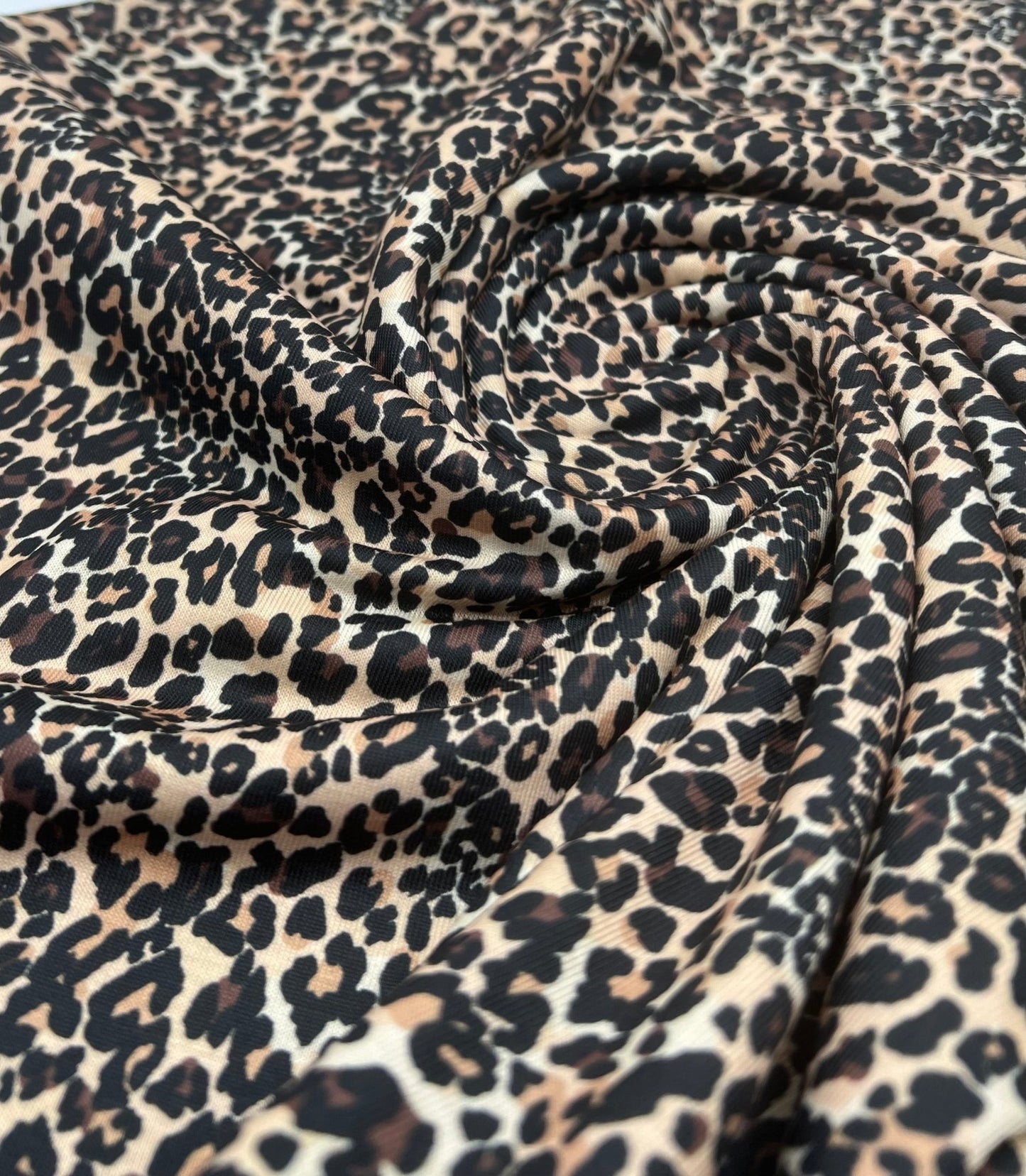 Small Leopard Print Spun Poly Stretch Fabric - T9 Fabrics