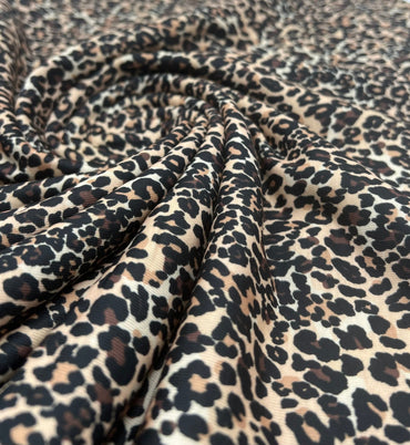 Small Leopard Print Spun Poly Stretch Fabric - T9 Fabrics