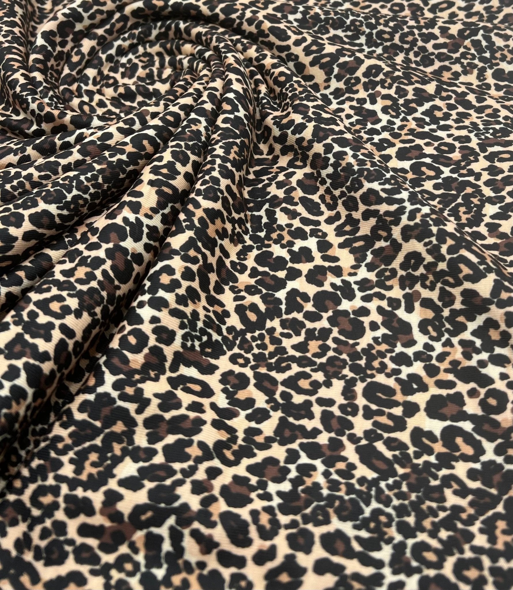 Small Leopard Print Spun Poly Stretch Fabric - T9 Fabrics