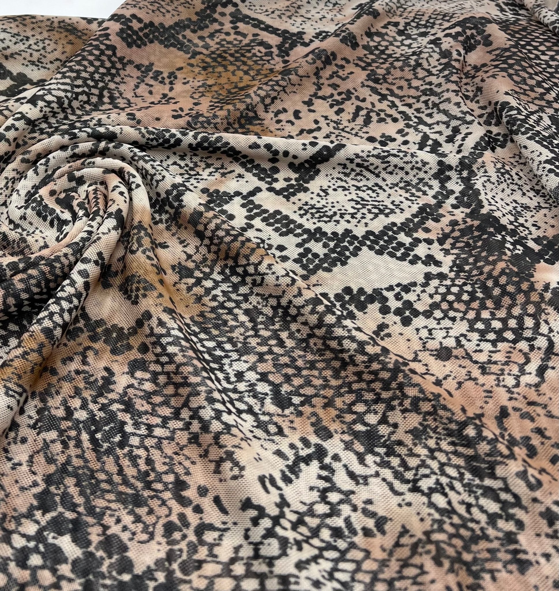 Snake Brown Mesh Fabric Stretch - T9 Fabrics