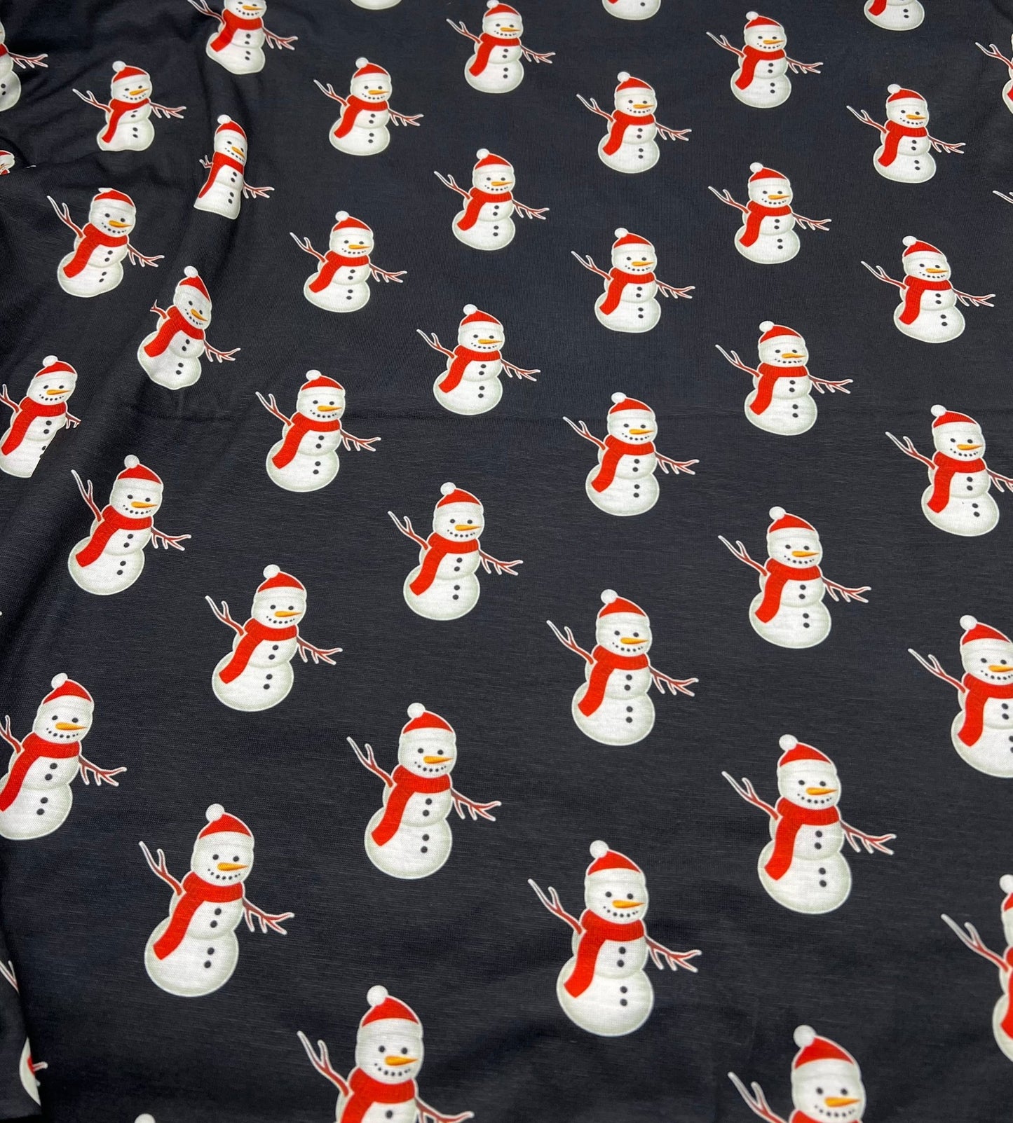 Snowman Print Soft Spun Poly Stretch Fabric - T9 Fabrics