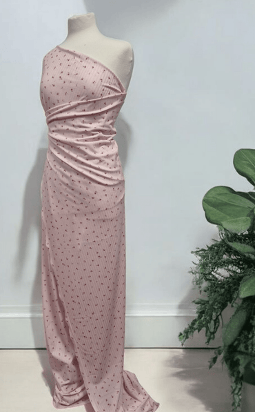 Soft Pink Ditsy Floral Ditsy Print 8x4 Wide Rib Stretch Fabric - T9 Fabrics