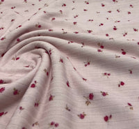 Soft Pink Ditsy Floral Ditsy Print 8x4 Wide Rib Stretch Fabric - T9 Fabrics