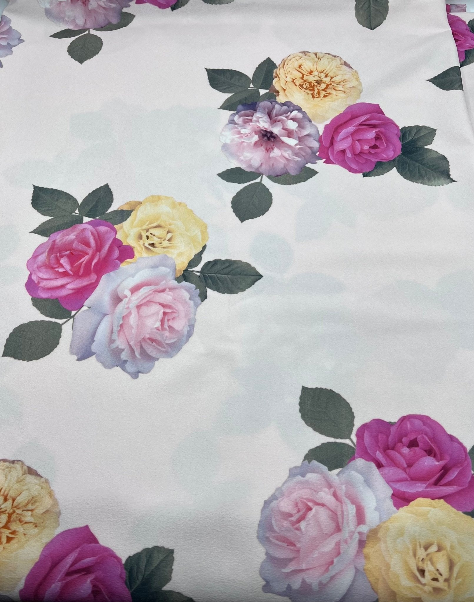 Soft Pink Floral Bunches Printed Scuba Crepe Jersey Fabric - T9 Fabrics