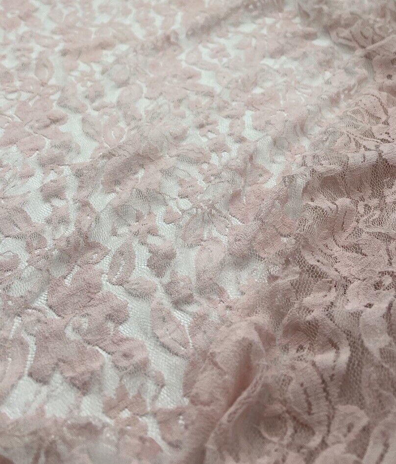 Soft Pink Floral Lace Fabric Stretch - T9 Fabrics