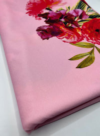 Soft Pink Floral Print Lightweight Jersey Crepe Fabric - T9 Fabrics