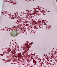 Soft Pink Floral Print Spun Poly Stretch Fabric - T9 Fabrics