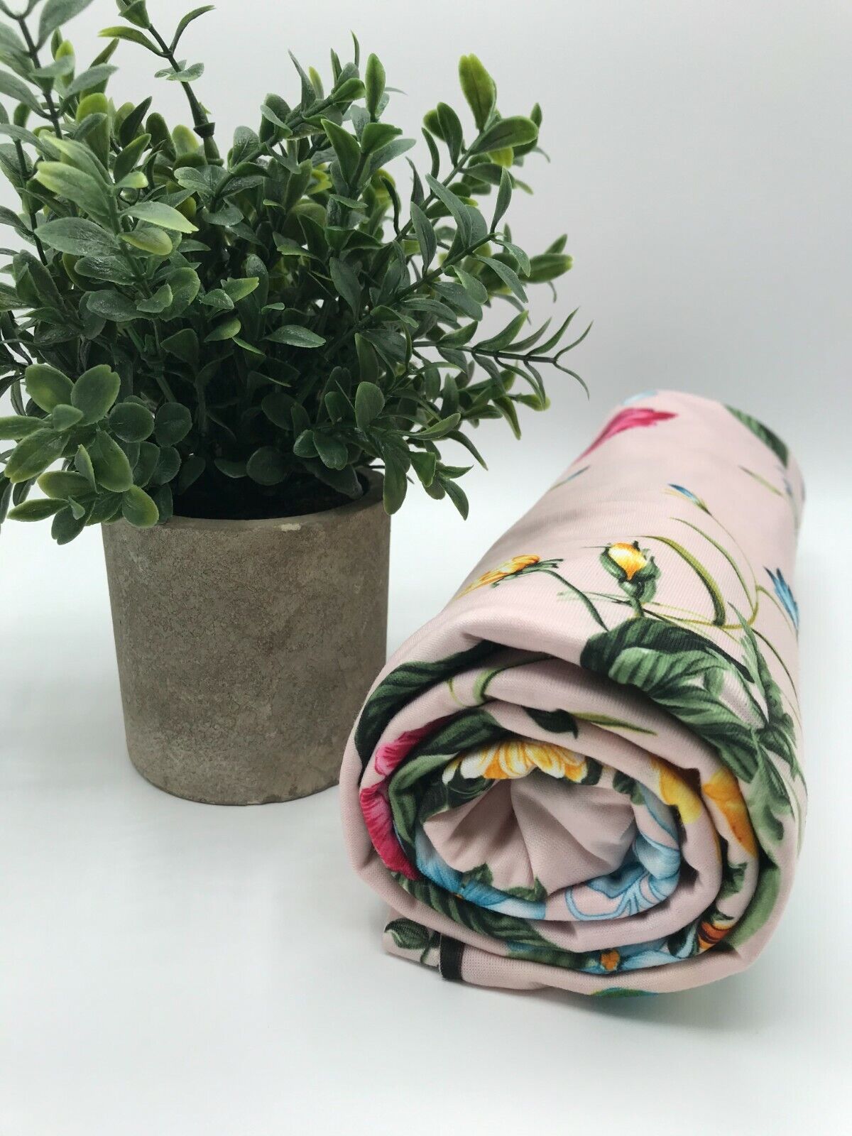 Soft Pink Floral Print Spun Poly Stretch Fabric - T9 Fabrics