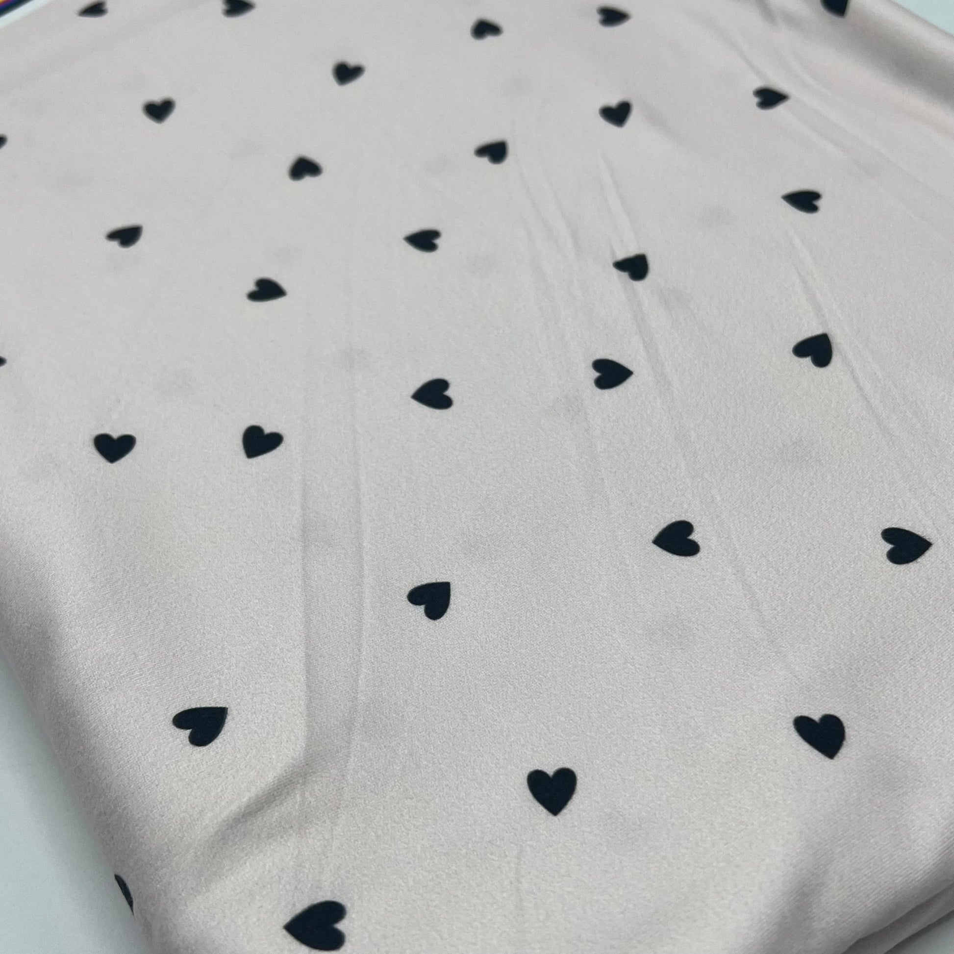 Soft Pink Heart Super Soft Print Spun Poly Stretch Fabric - T9 Fabrics