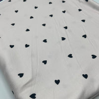 Soft Pink Heart Super Soft Print Spun Poly Stretch Fabric - T9 Fabrics