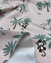 Soft Pink Monkey Cotton Stretch Jersey 200 GSM 95/5 Lycra 4 Way Stretch - T9 Fabrics