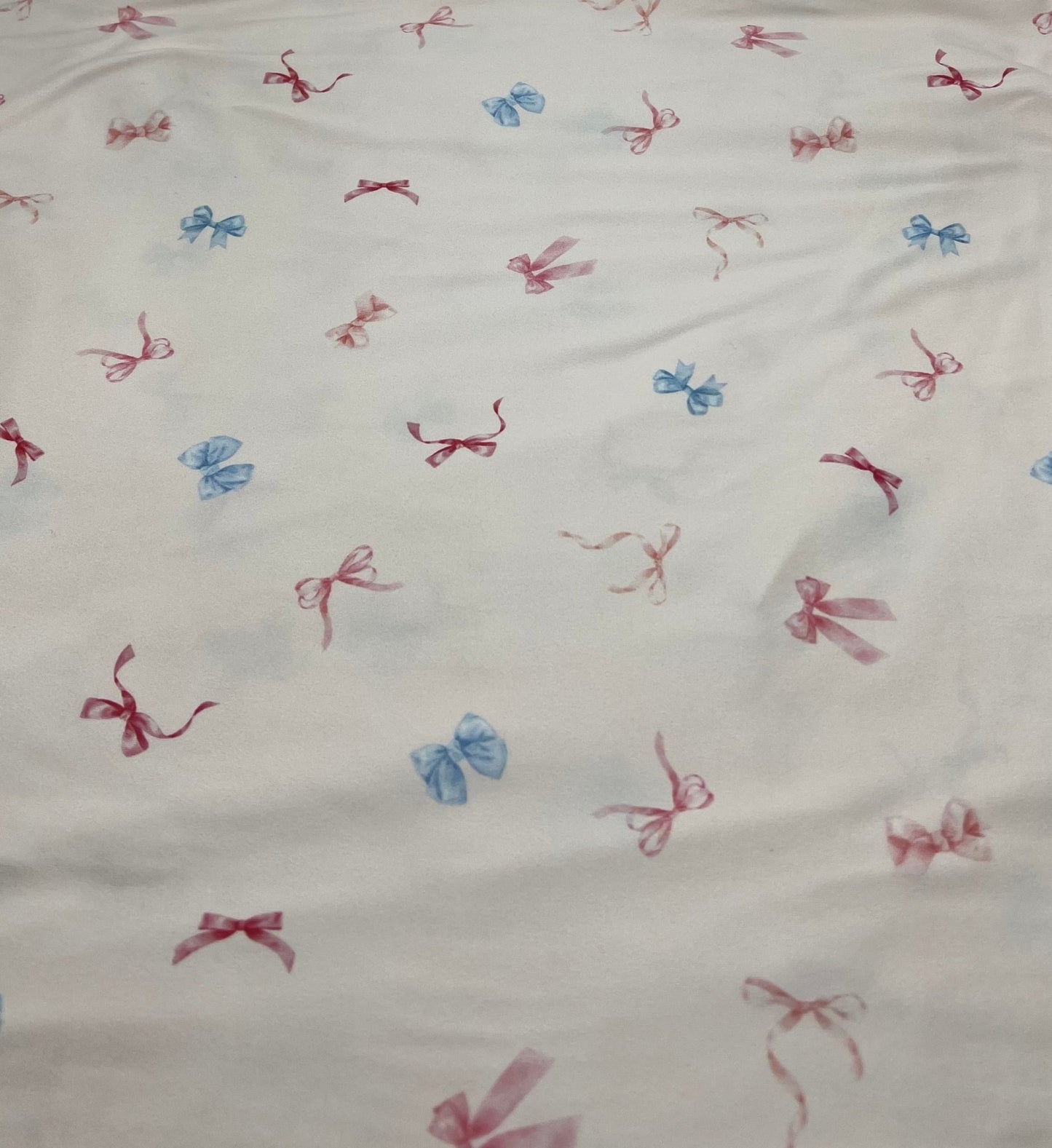 Soft Pink Multi Bows Super Soft Print Spun Poly Stretch Fabric - T9 Fabrics