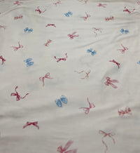 Soft Pink Multi Bows Super Soft Print Spun Poly Stretch Fabric - T9 Fabrics