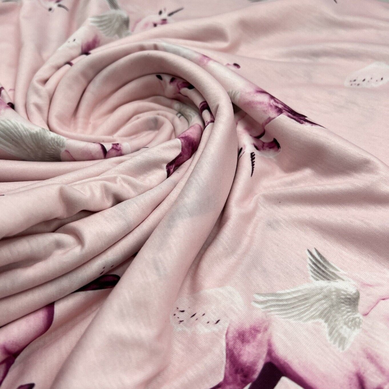 Soft Pink Unicorn Print Spun Poly Stretch Fabric - T9 Fabrics