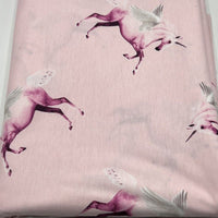 Soft Pink Unicorn Print Spun Poly Stretch Fabric - T9 Fabrics