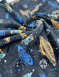 Space Age Cuddle Fleece Fabric Blanket Loungewear - T9 Fabrics