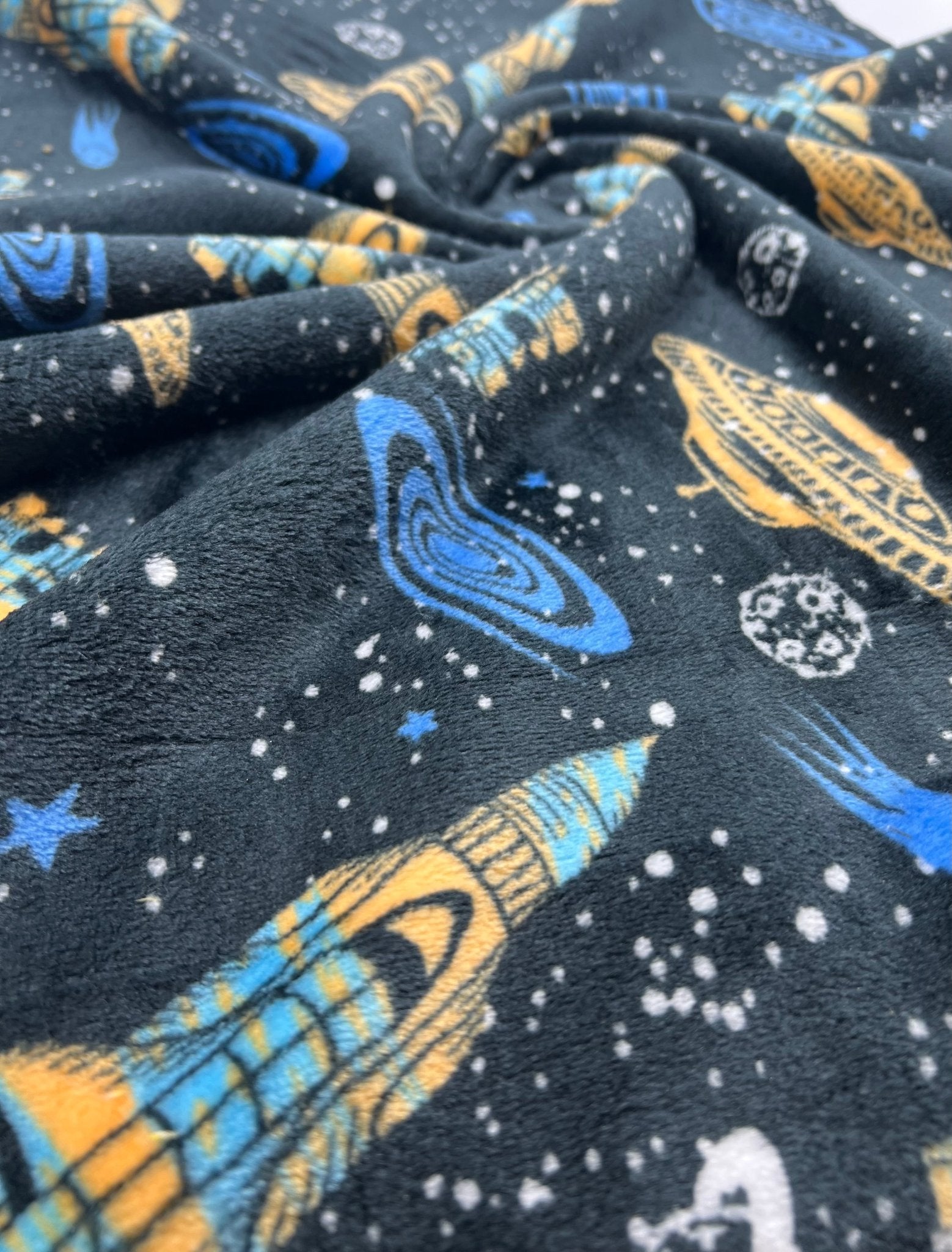Space Age Cuddle Fleece Fabric Blanket Loungewear - T9 Fabrics