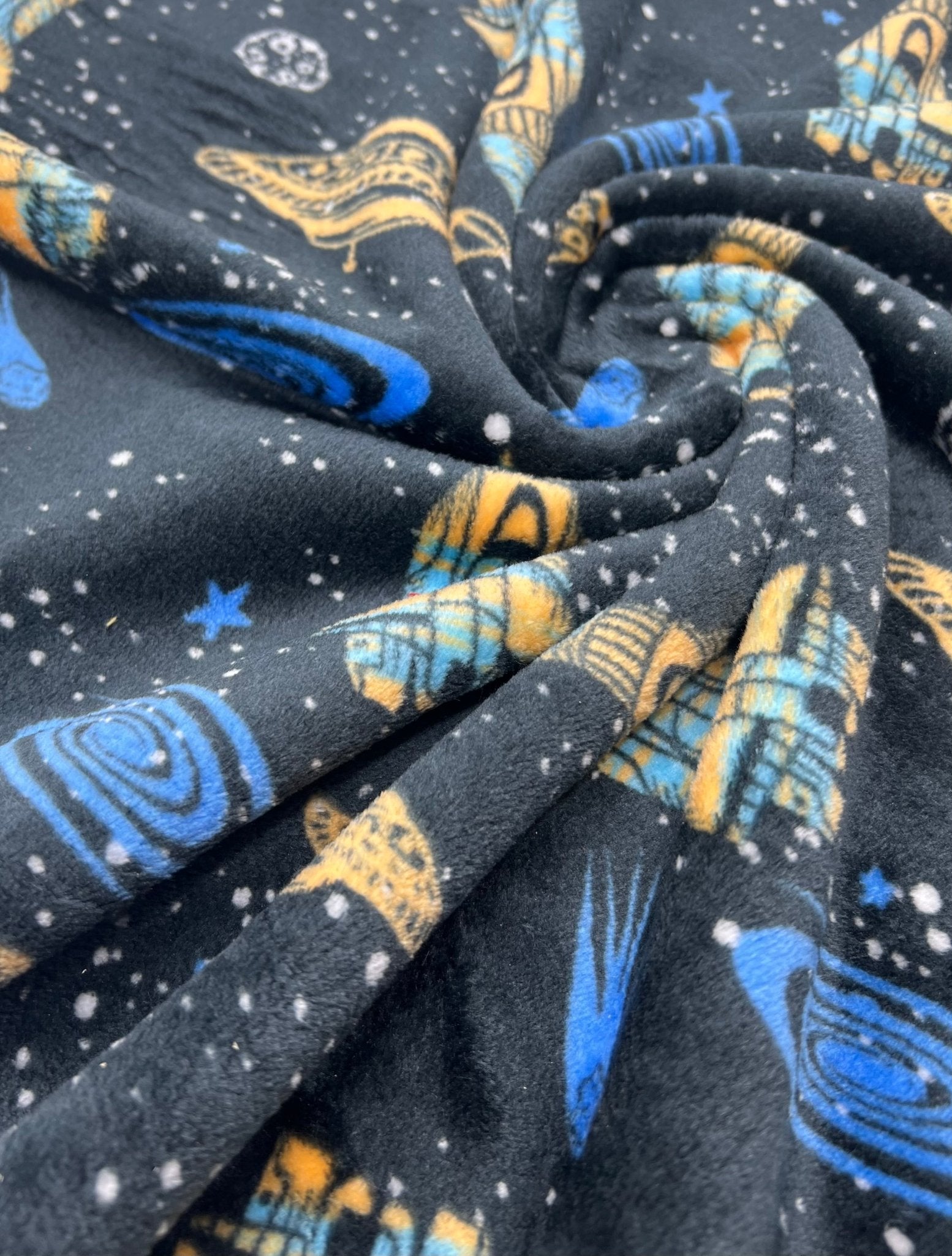 Space Age Cuddle Fleece Fabric Blanket Loungewear - T9 Fabrics