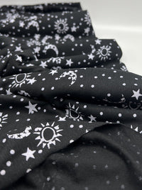 Star Moon Print Viscose Elastane Fabric - T9 Fabrics