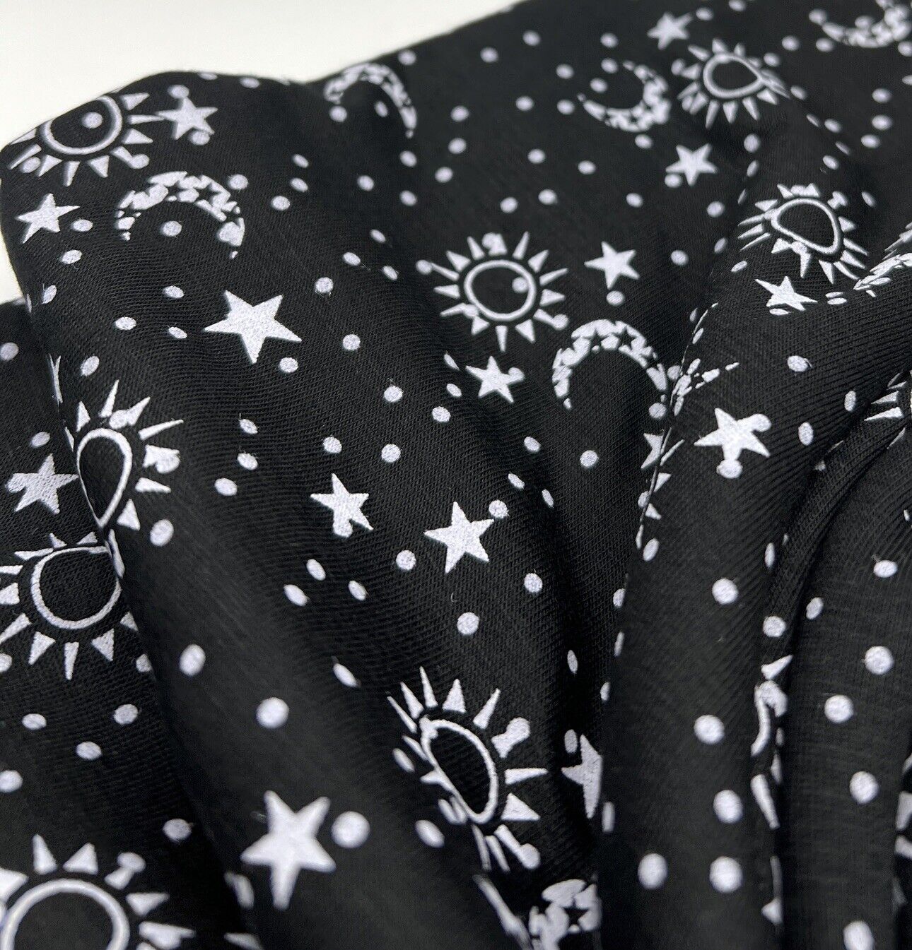 Star Moon Print Viscose Elastane Fabric - T9 Fabrics