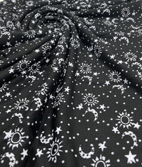 Star Moon Print Viscose Elastane Fabric - T9 Fabrics