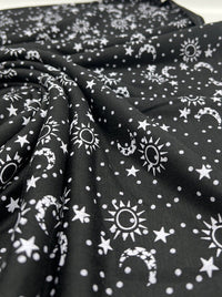 Star Moon Print Viscose Elastane Fabric - T9 Fabrics