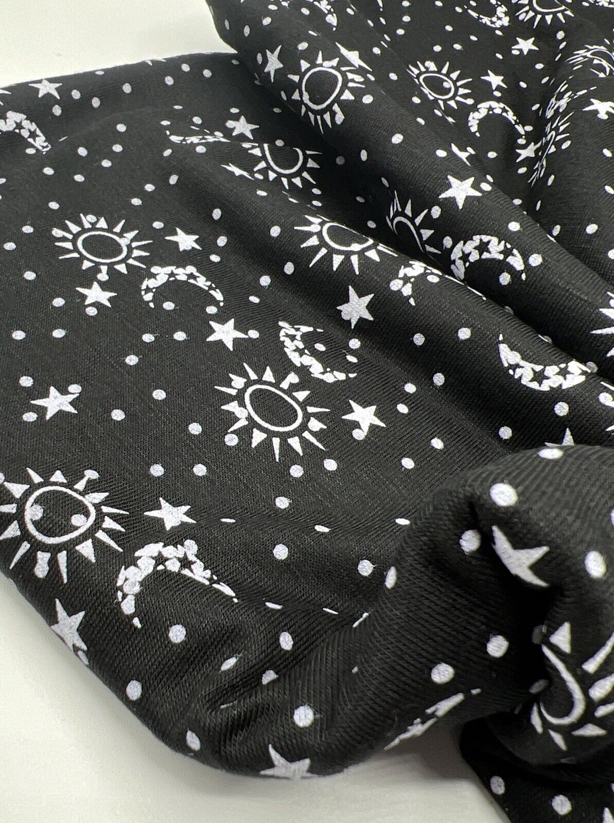 Star Moon Print Viscose Elastane Fabric - T9 Fabrics