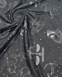 Star Sign Print Spun Poly Stretch Fabric - T9 Fabrics