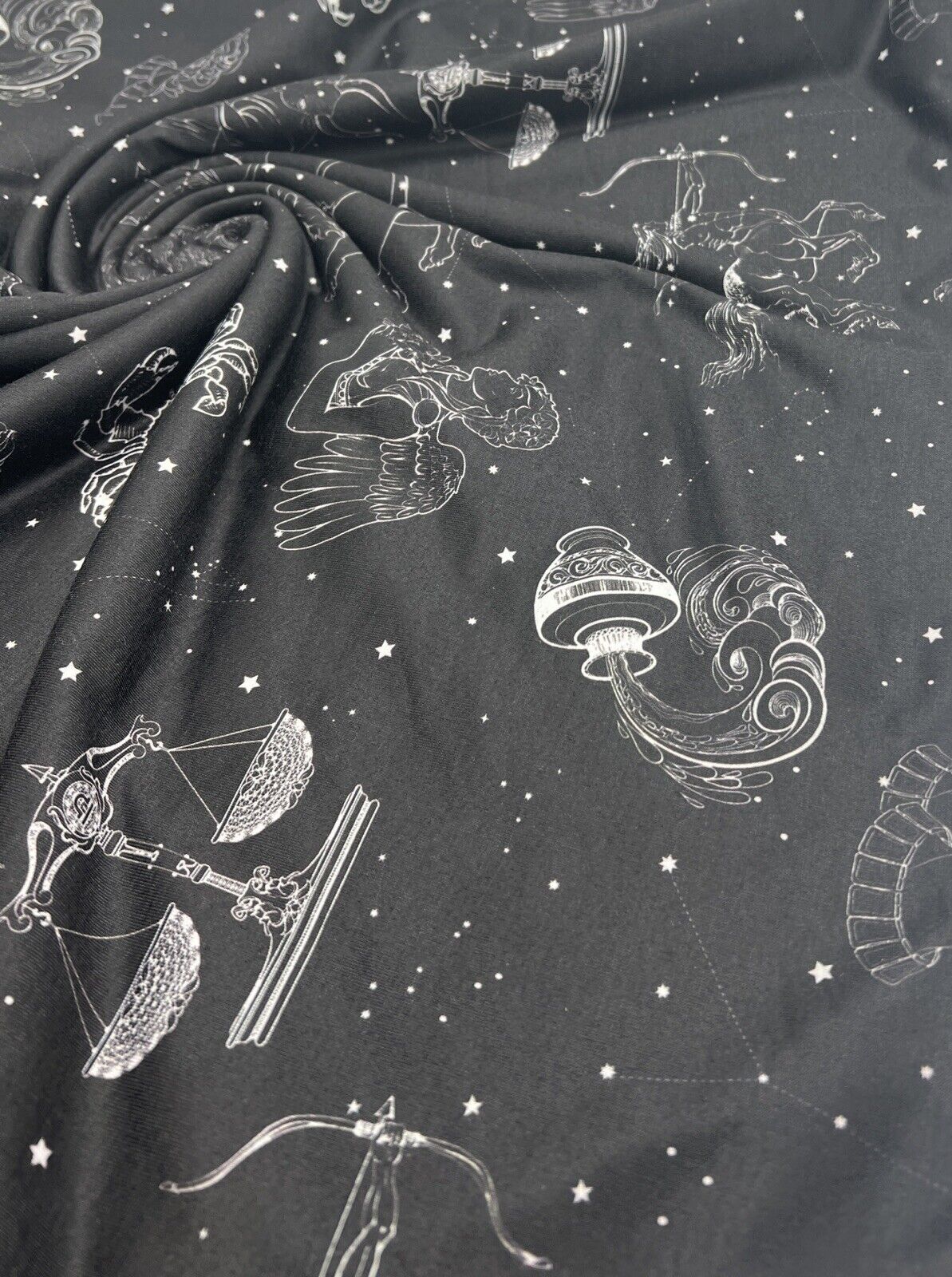 Star Sign Print Spun Poly Stretch Fabric - T9 Fabrics