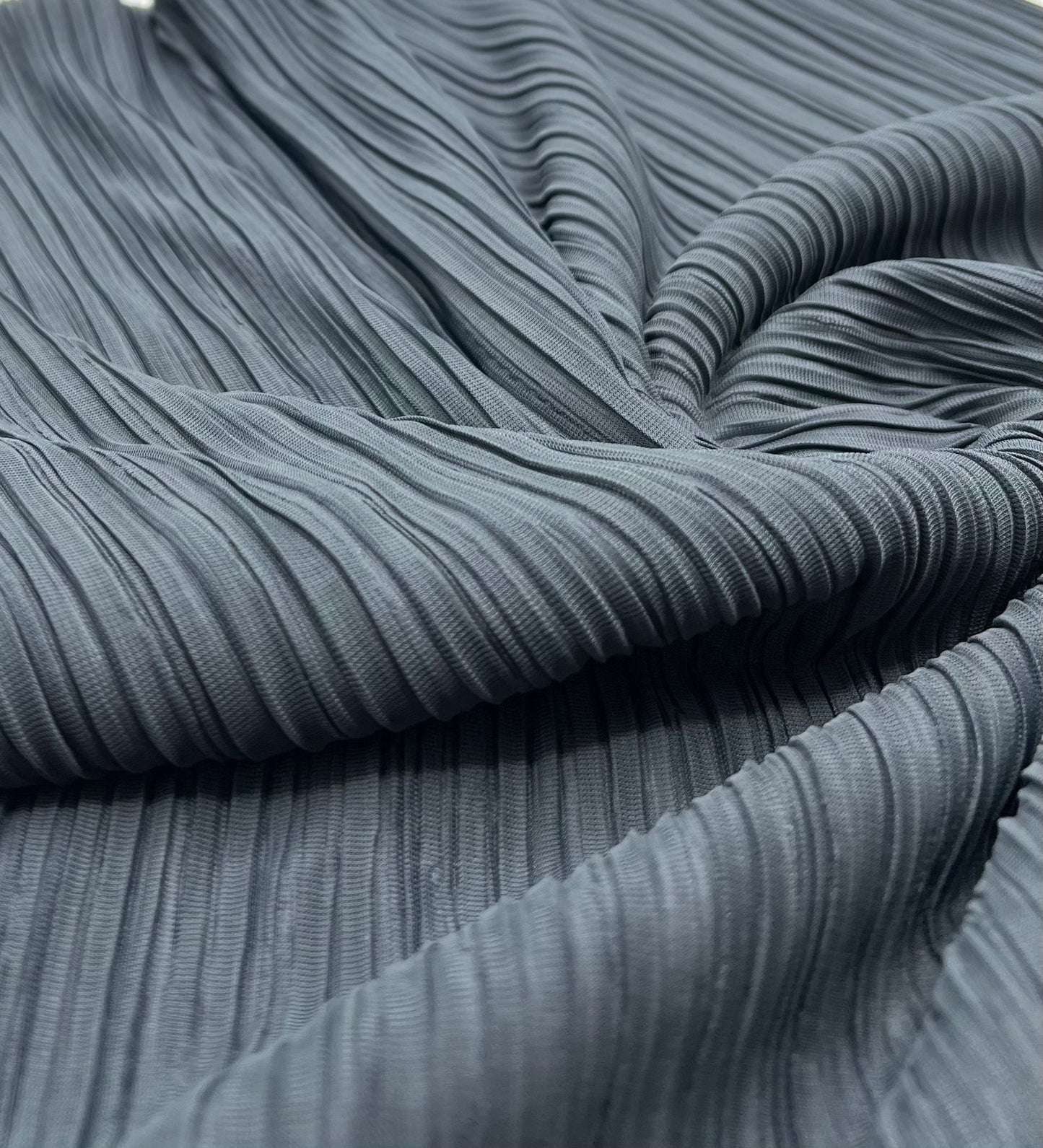 Steel Pleated Plisse Stretch Fabric - T9 Fabrics