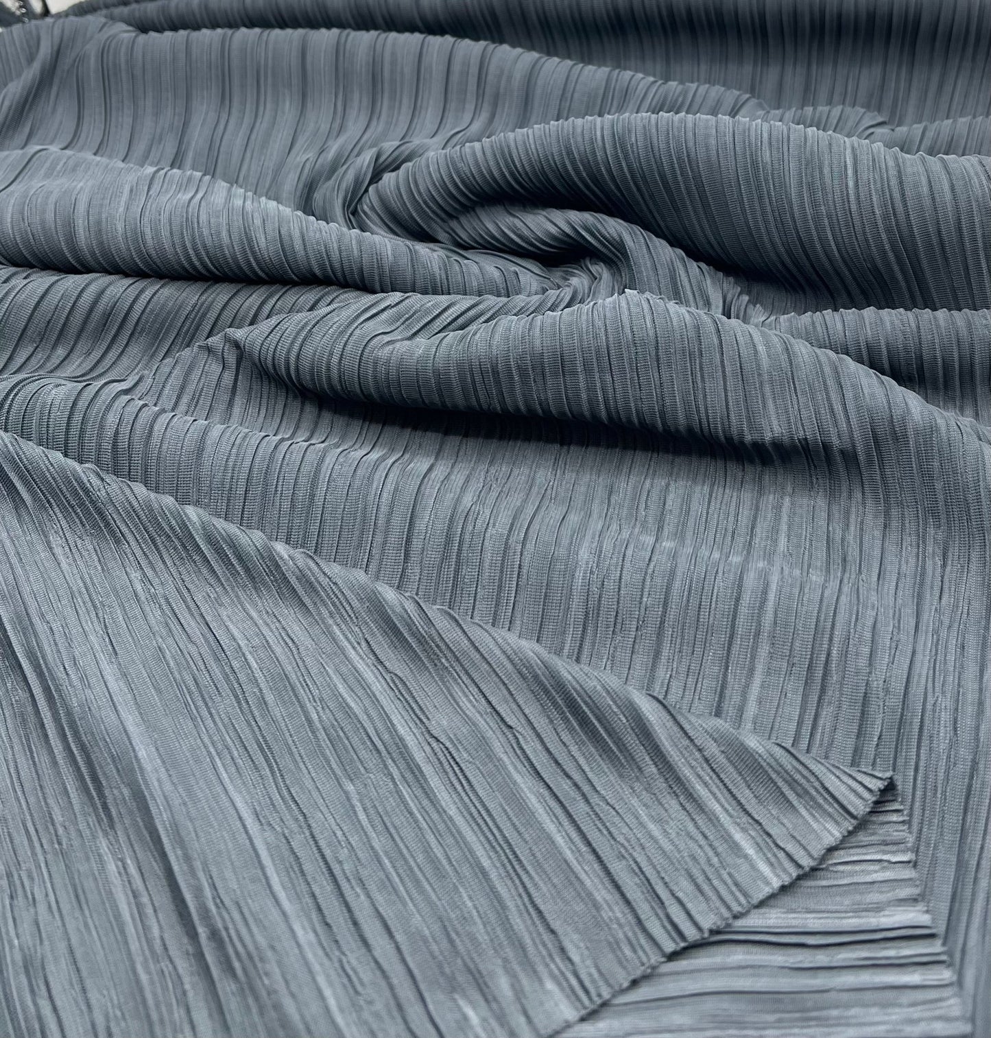 Steel Pleated Plisse Stretch Fabric - T9 Fabrics