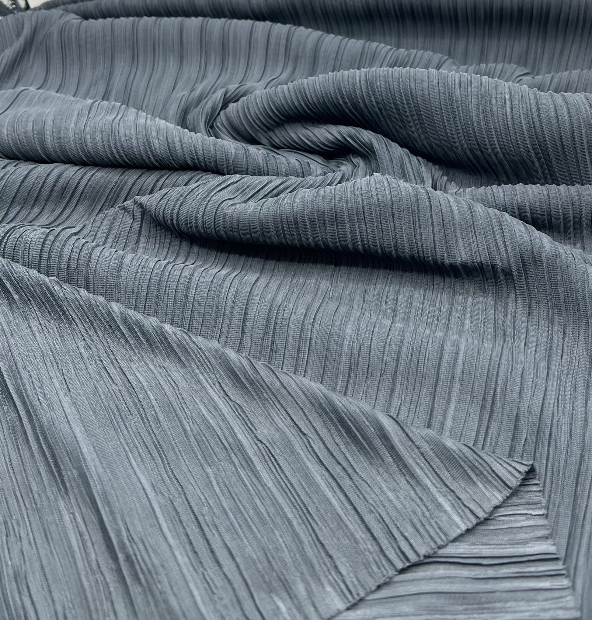 Steel Pleated Plisse Stretch Fabric - T9 Fabrics