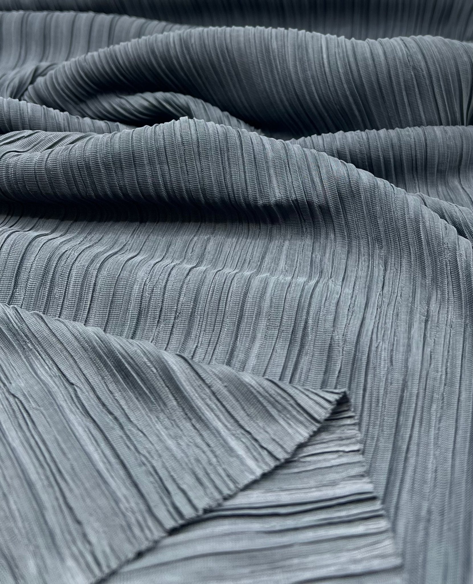 Steel Pleated Plisse Stretch Fabric - T9 Fabrics