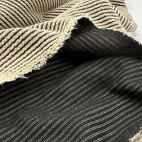 Stone & Black Crinkle Rib Stretch Fabric - T9 Fabrics