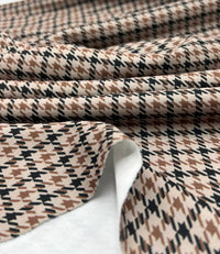 Stone Dogtooth Printed Scuba Crepe Jersey Fabric 4 Way Stretch - T9 Fabrics