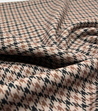 Stone Dogtooth Printed Scuba Crepe Jersey Fabric 4 Way Stretch - T9 Fabrics