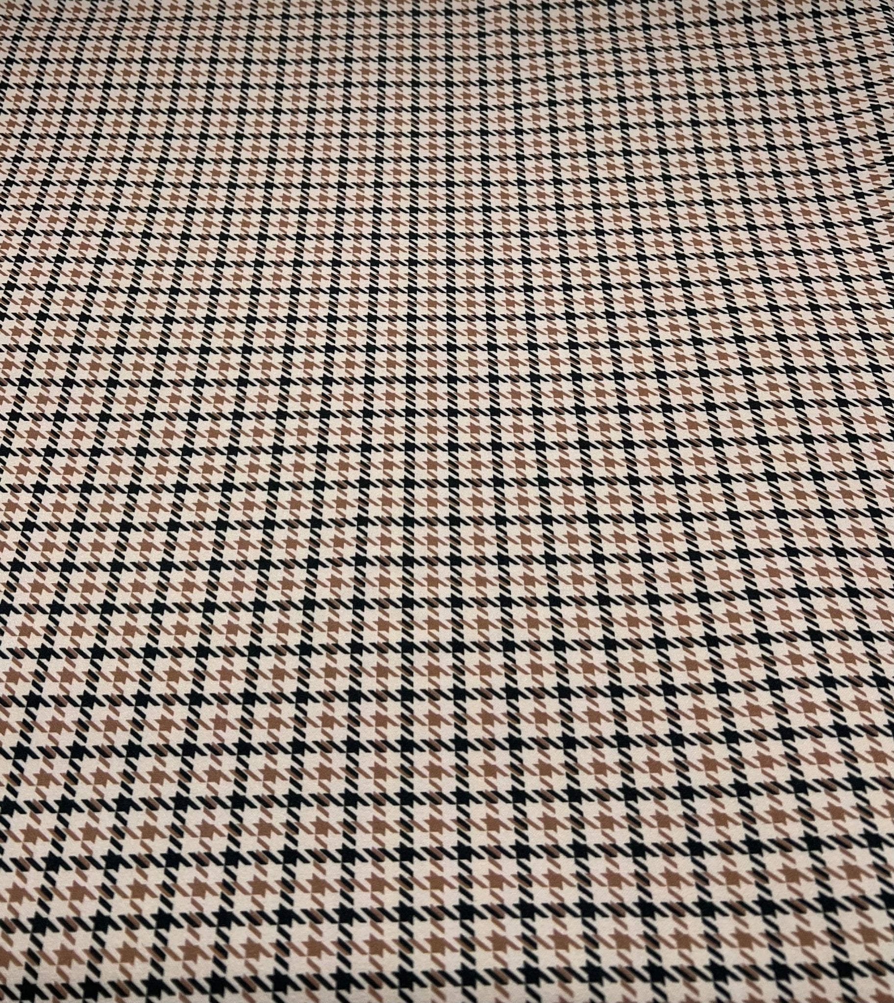 Stone Dogtooth Printed Scuba Crepe Jersey Fabric 4 Way Stretch - T9 Fabrics