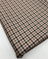 Stone Dogtooth Printed Scuba Crepe Jersey Fabric 4 Way Stretch - T9 Fabrics
